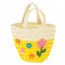 Yellow Woven Flower Basket