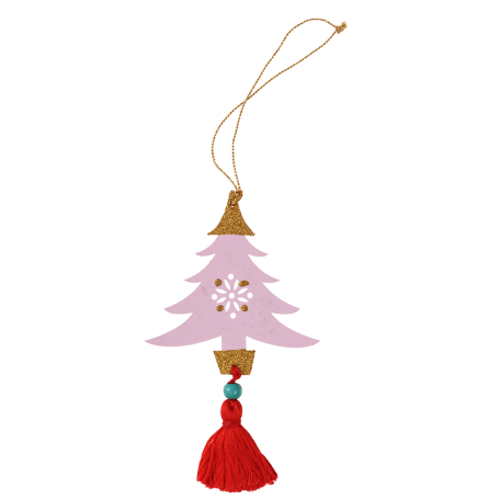 Pink Wooden Tree Christmas Decoration