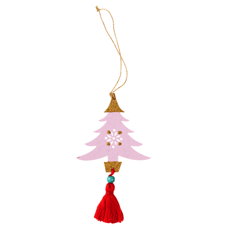 Pink Wooden Tree Christmas Decoration