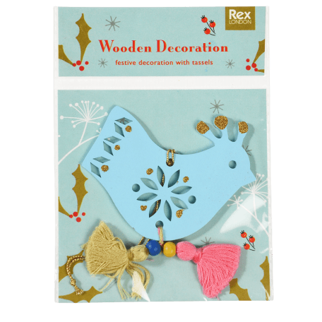Wooden hanging Christmas decoration - Pink tree