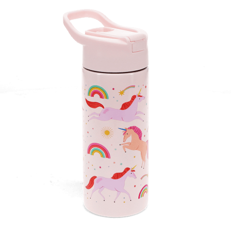 Stainless steel bottle with push button lid 500ml - Unicorn