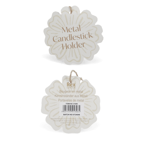 Enamel flat flower candle holder Tag - Aqua
