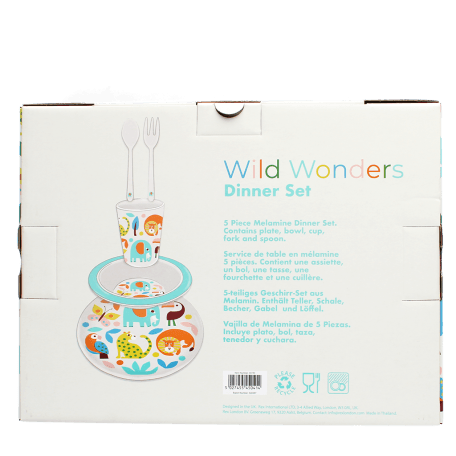 Children's melamine dinner set (5 pieces) - Wild Wonders