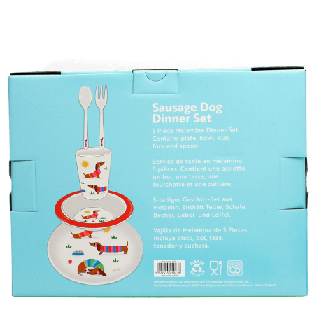Children's melamine dinner set (5 pieces) - Sunny Sausage Dog