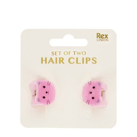 Mini hair claw clips (set of 2) - Pink cats