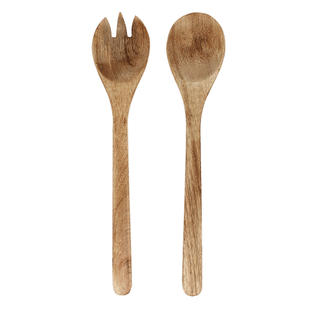 Mango wood salad server set