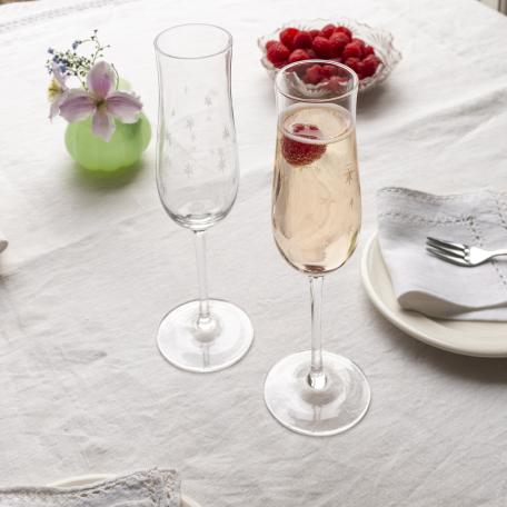 Etched star champagne glasses (set of 2) - Pink