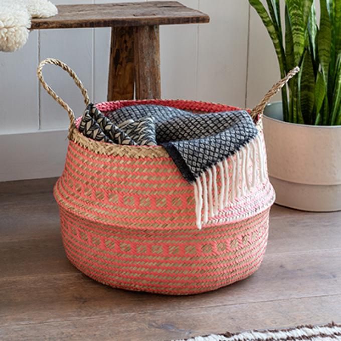 Large Coral Seagrass Storage Basket