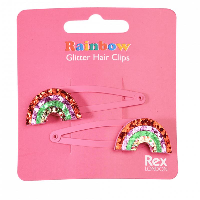 Rainbow Glitter Hair Clips (set Of 2) | ﻿Rex London