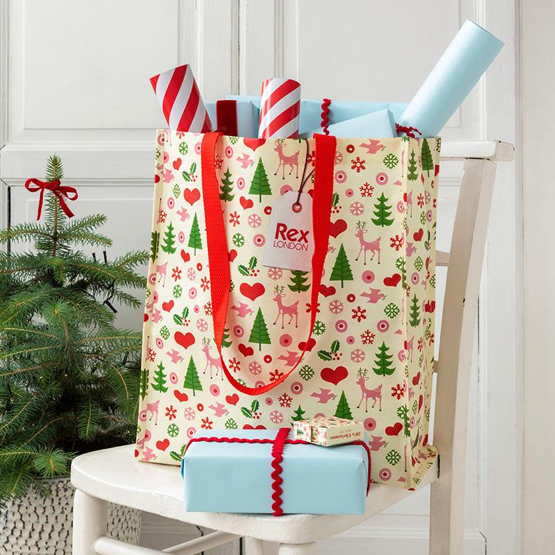 REX LONDON recycled shopping bag 50's Christmas Rex London