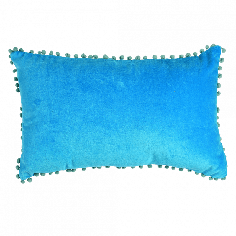 Teal pom online pom cushion