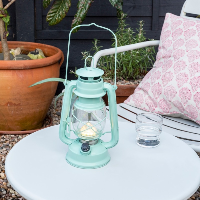 LED hurricane lantern - Aqua | ﻿Rex London