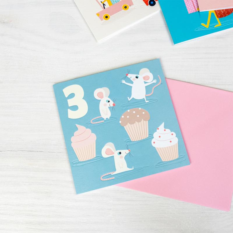 Birthday card - Mouse THREE | Rex London