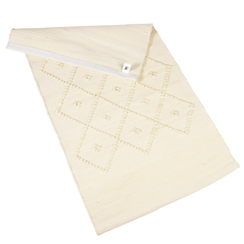 Cotton Loop Rugs Handwoven recycled cotton rug (90 x 50 cm) - Cream | Rex London