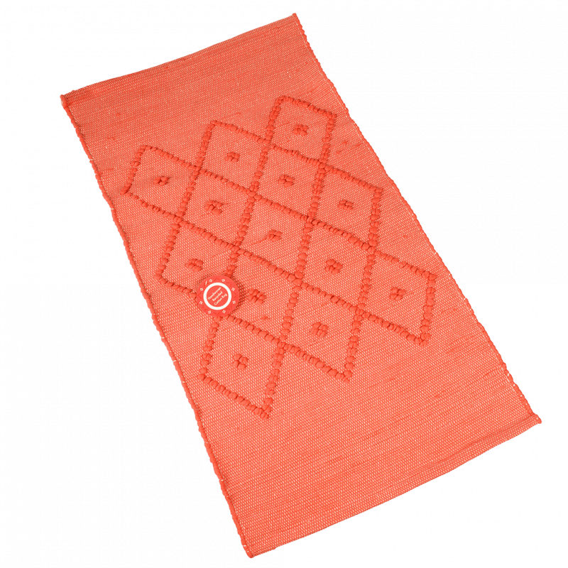 Handwoven recycled cotton rug (90 x 50 cm) - Coral | Rex London