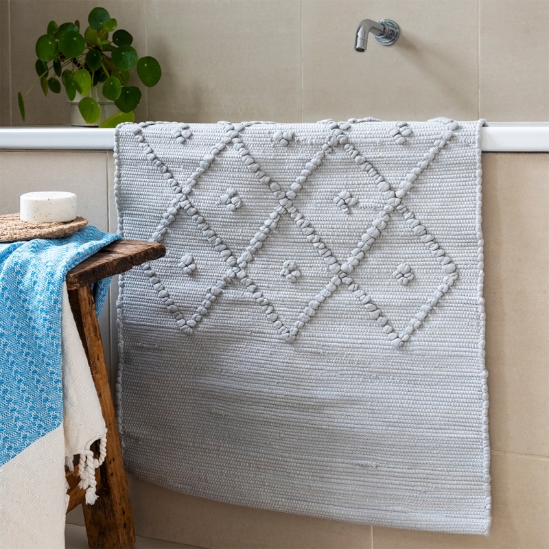 90 Cm Rug Handwoven recycled cotton rug (90 x 50 cm) - Grey | Rex London