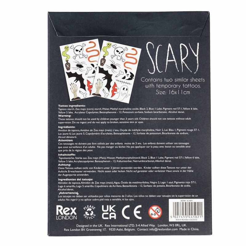Temporary Tattoos Scary ﻿Rex London