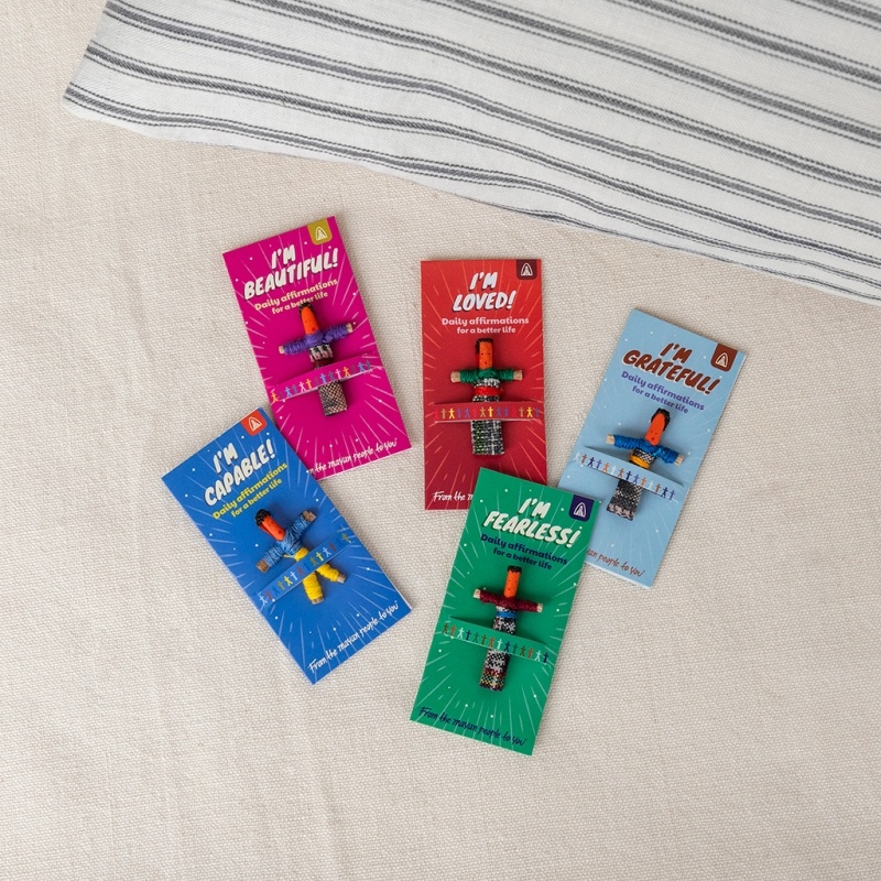 Guatemalan Handmade Worry Dolls – Set Of 4 Mini Dolls In Colorful Bag, Mayan Tradition For Anxiety & Stress Relief