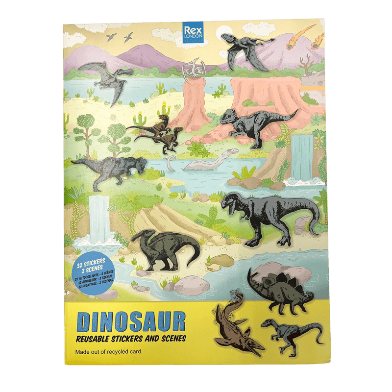 Lot 5 Autocollants Dinosaures Arc-en-ciel - PVC Réutilisable - Pour Fenêtres, Portes, Meubles - 10