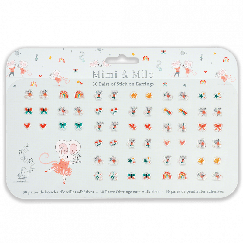 Stick on earrings 30 pairs Mimi and Milo Rex London