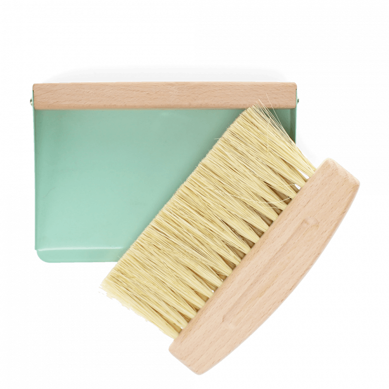 ﻿Wooden table brush and pan set Pistachio ﻿Rex London