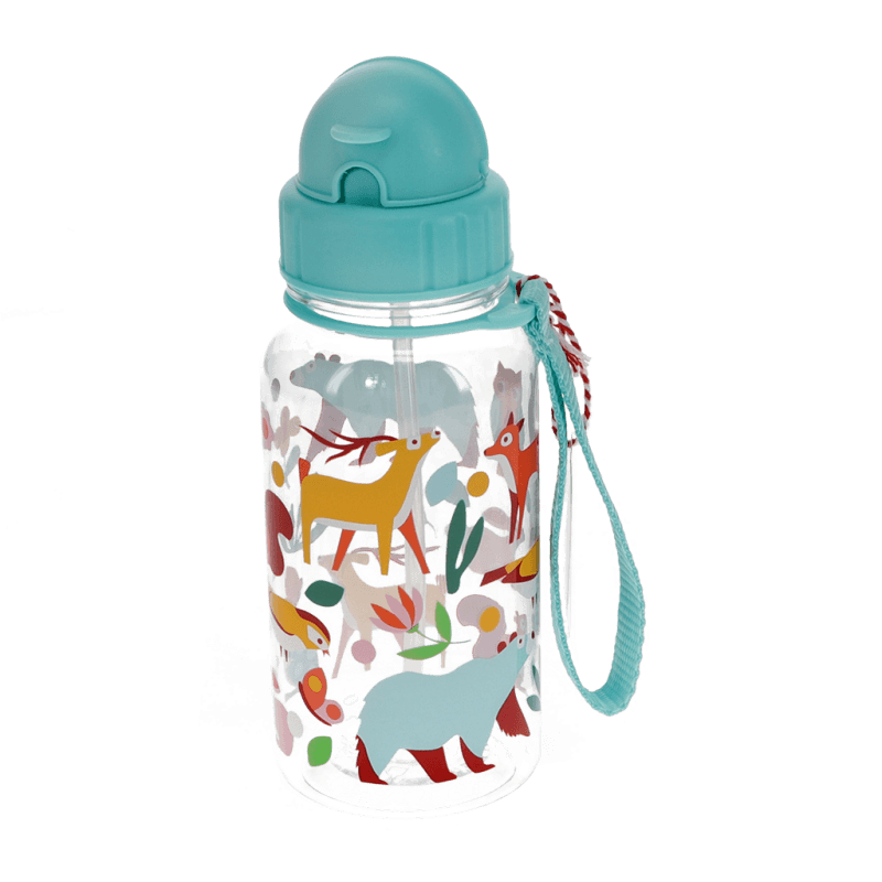 Rex London Kinder-Wasserflasche 500 Ml – BPA-frei, Mit Tier-Motiv, Integriertem Strohhalm & Tragegriff