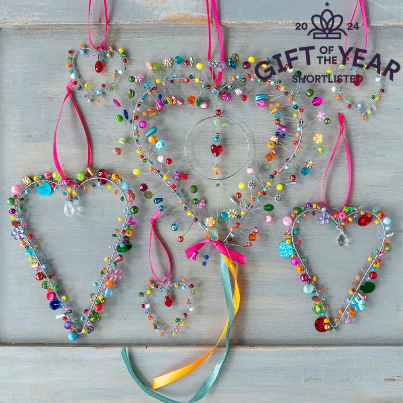 Handmade beaded heart decoration 17 x 17cm ﻿Rex London