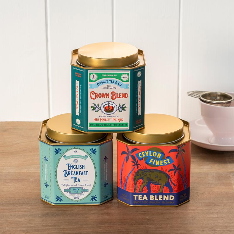 Metal tea caddy English Breakfast ﻿Rex London