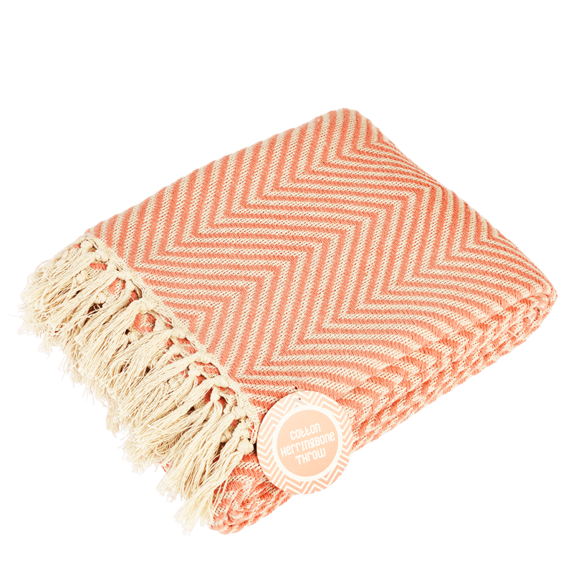 Large herringbone throw 225 x 150 cm Coral Rex London
