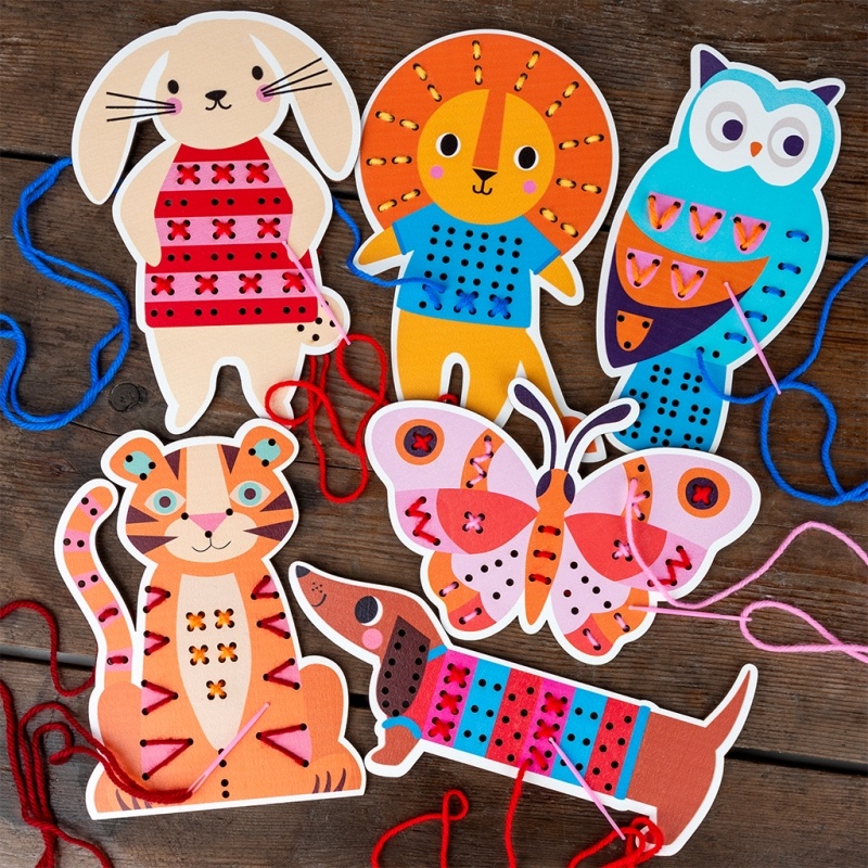 Animal Stitching Learn to sew wooden hand-stitch set - Tiger | Rex London