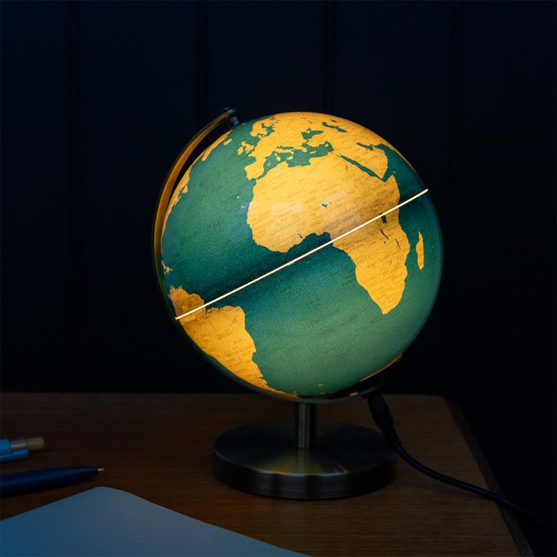 USB world globe light (14.2cm) - Blue and gold | ﻿Rex London