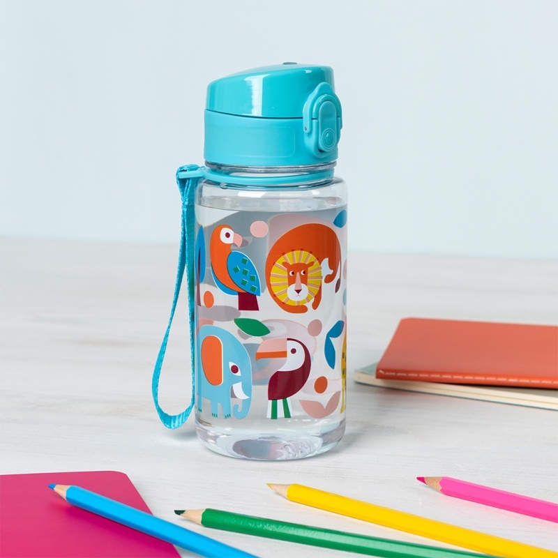 Rex London Wild Wonders Kinder-Trinkflasche – 500 Ml, BPA-frei, Mit Strohhalm & Tragegriff – Bunte Tiermotive