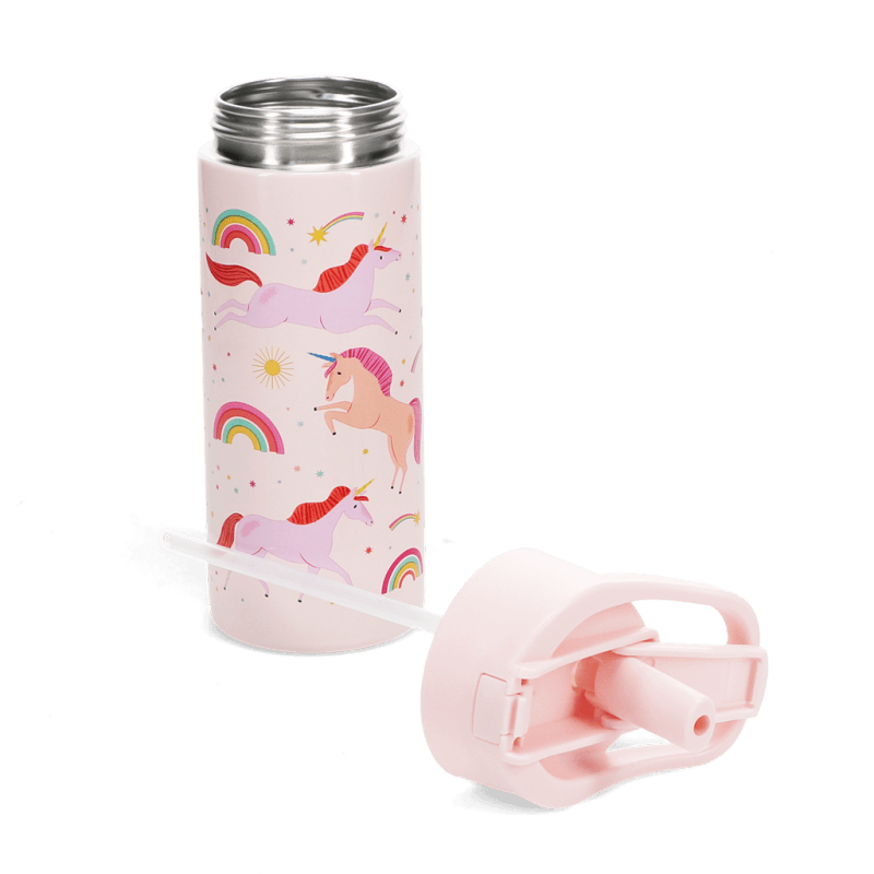 Children's water bottle - Unicorn (stainless steel with straw, 500ml ...