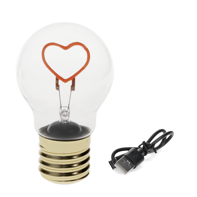 Heart Led Usb USB rechargeable light bulb lamp - Heart | Rex London