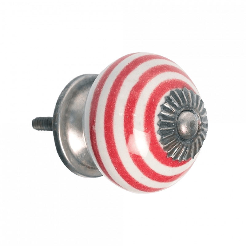 Red Stripe Ceramic Drawer Knob ﻿Rex London