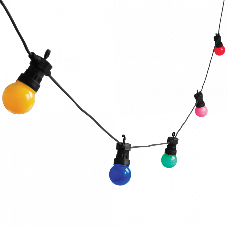 String Of 10 Multicoloured Festoon Lights British Standard 3 Pin Plug