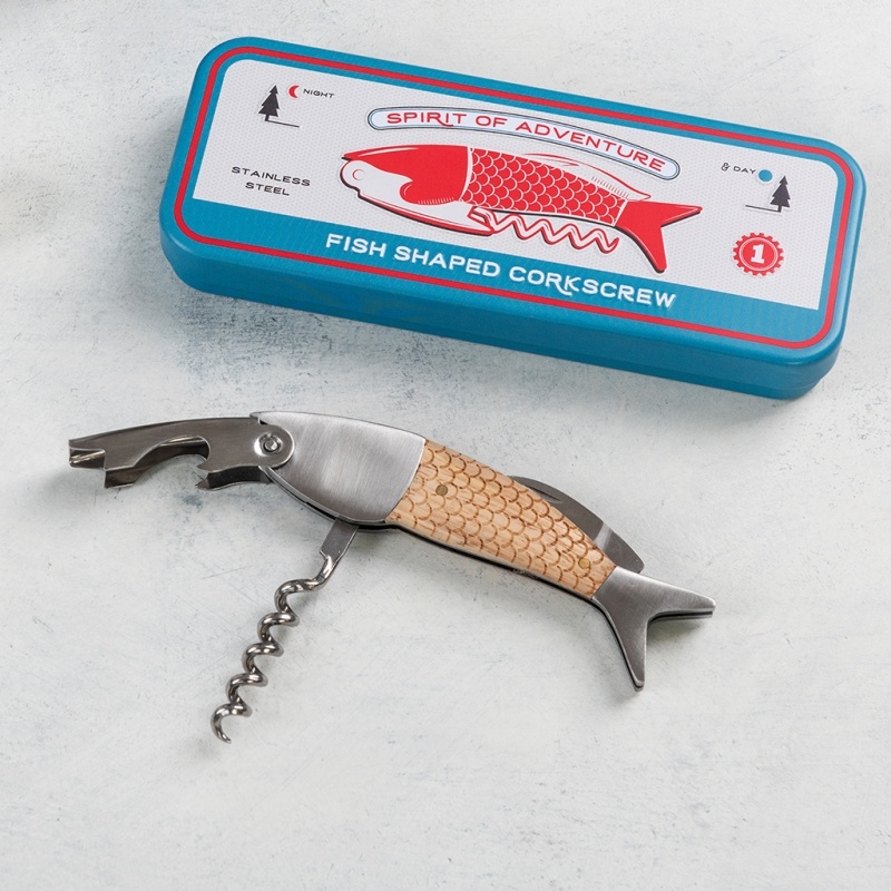 Fish shaped corkscrew in a tin - Spirit of Adventure | ﻿Rex London