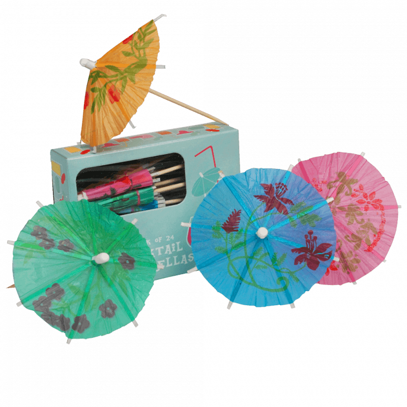 ﻿Pack Of 24 Assorted Cocktail Umbrellas ﻿Rex London