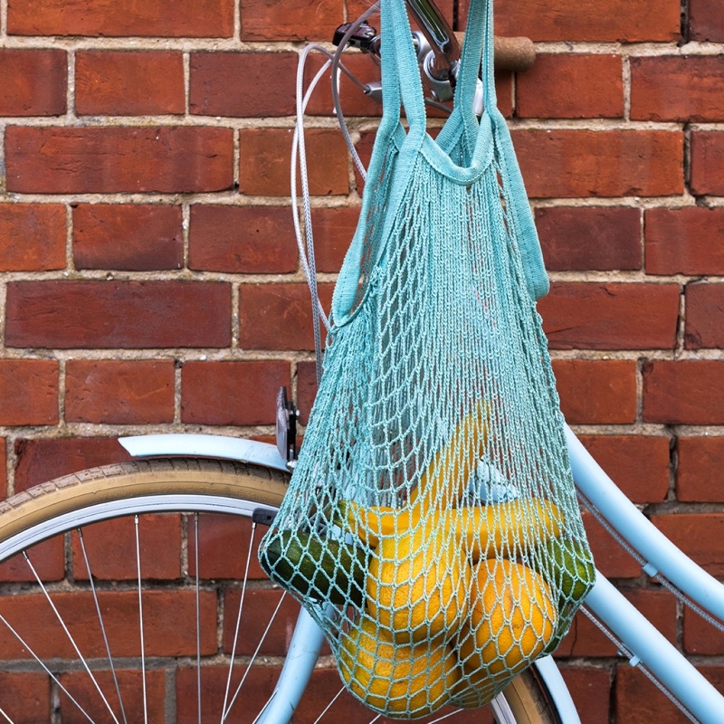 Organic cotton net shopping bag - Duck egg blue | Rex London