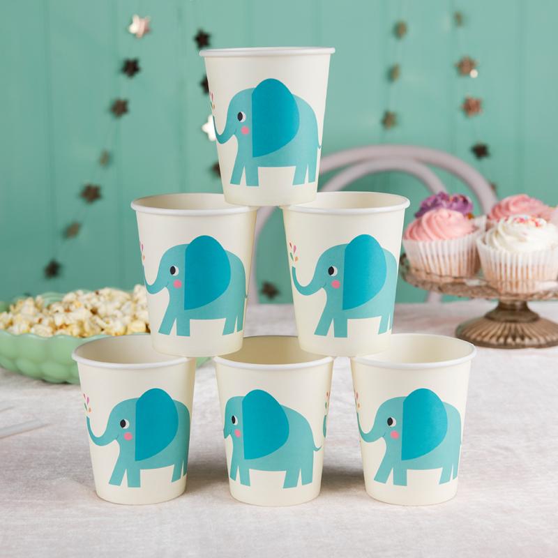 Elvis The Elephant Paper Cups (set Of 8) | ﻿Rex London