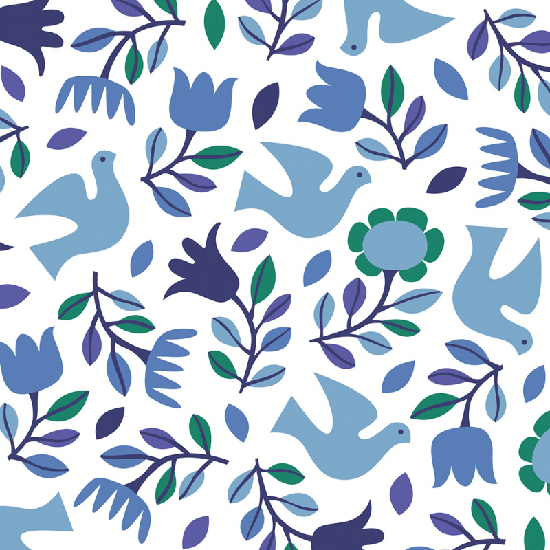 ﻿Folk Doves Wrapping Paper (5 Sheets) | ﻿Rex London