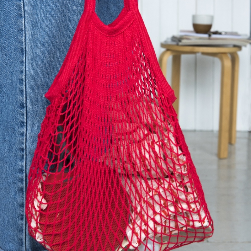 RED FRENCH STYLE STRING SHOPPING BAG | Rex London