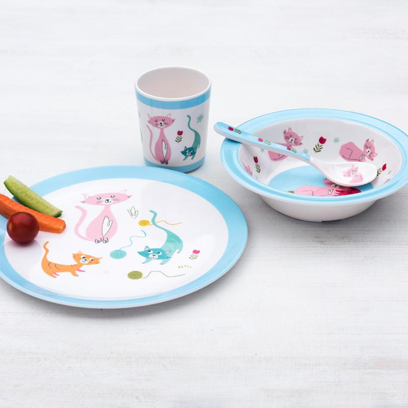 CHILDREN'S CAT'S LIFE MELAMINE DINNER SET Rex London