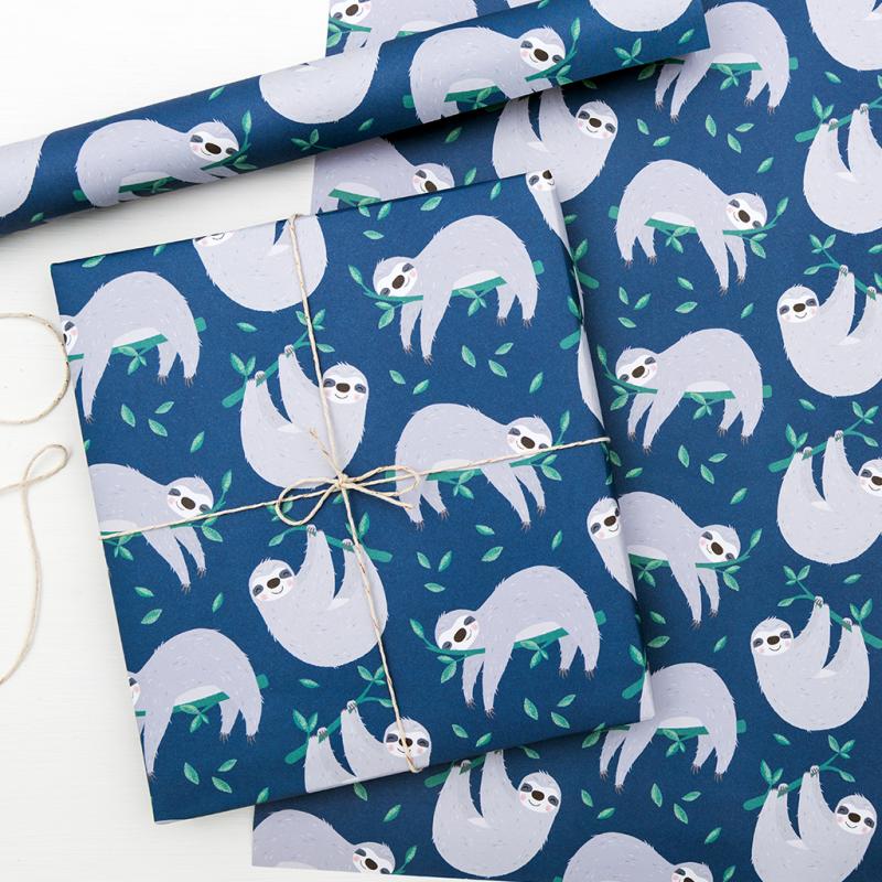 ﻿Sydney The Sloth Wrapping Paper (5 Sheets) ﻿Rex London