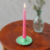 Enamel flat flower candle holder - Green