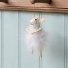Felt mouse hanging decoration - White fluffy dress