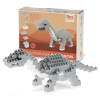 completed diplodocus model alongside the packaging