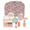 Wooden toy makeup set with floral carry case 