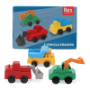 Truck-shaped erasers with packaging box displayed in the background