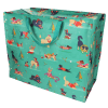 Large rectangular storage bag printed with dogs in Christmas-themed outfits, with handles